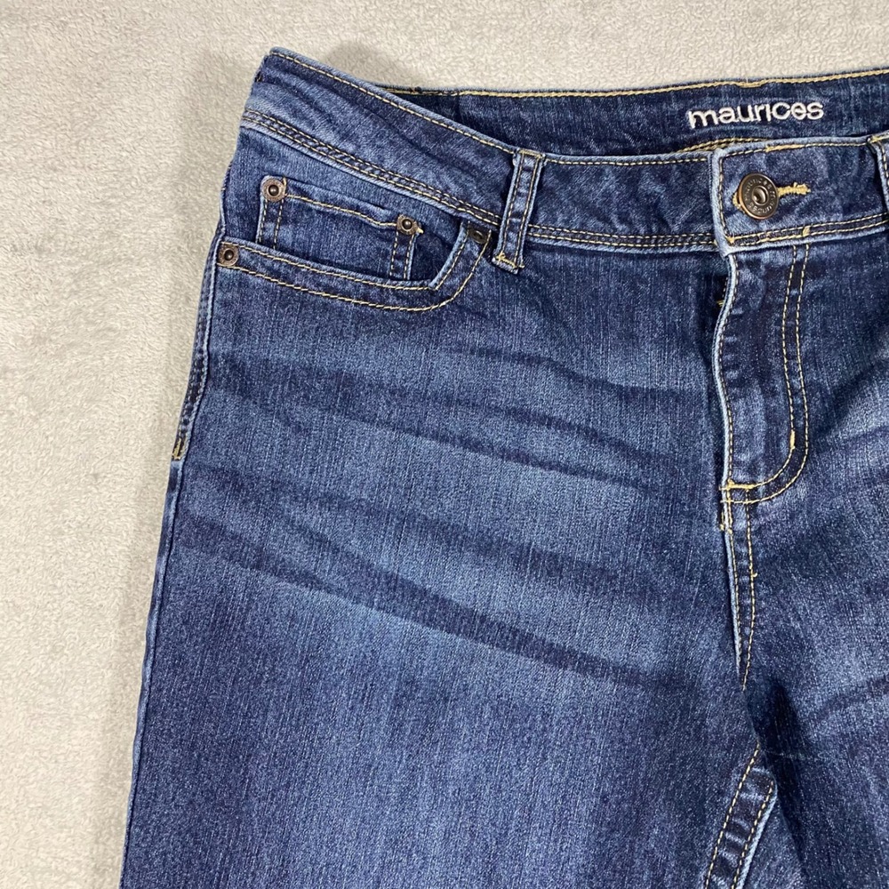 Maurices Bootcut Jeans Women 12 Dark Wash Embroidered Pockets Mid Rise Denim‎ - Picture 3 of 16